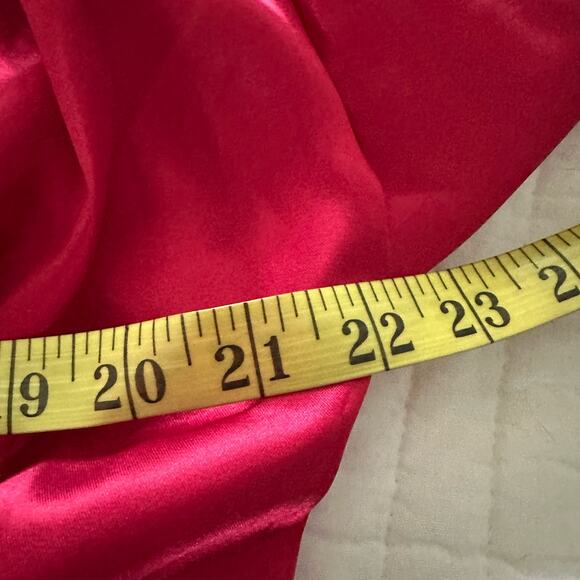 OSCAR DE LA RENTA Womens Robe Large Red Satin 3/4 Sleeve Belted Pockets Lounge - Picture 10 of 13